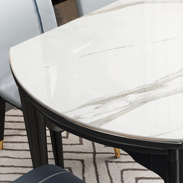 Sintered Stone Extendable Round Table for Restaurant Modern Dining Table with 4 Legs