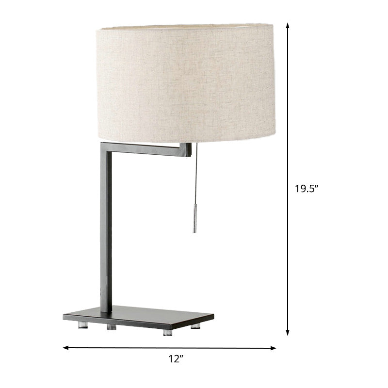 Modernism Cylinder Task Lamp Fabric 1 Bulb Reading Book Light in White with Pull Chain