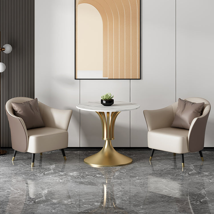 Mesa de comedor de piedra sinterizada Mesa base de un solo pedestal de lujo para comedor