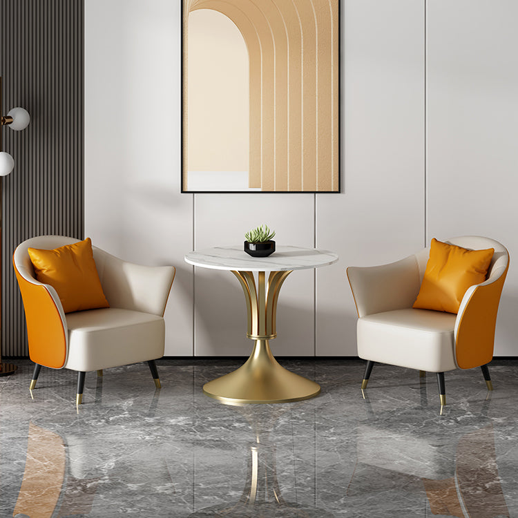Mesa de comedor de piedra sinterizada Mesa base de un solo pedestal de lujo para comedor