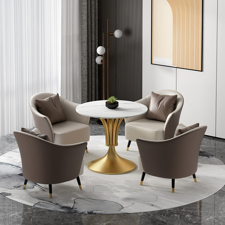Mesa de comedor de piedra sinterizada Mesa base de un solo pedestal de lujo para comedor