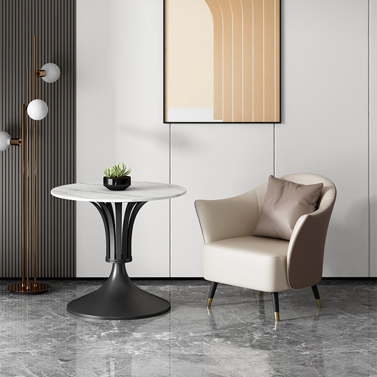 Mesa de comedor de piedra sinterizada Mesa base de un solo pedestal de lujo para comedor