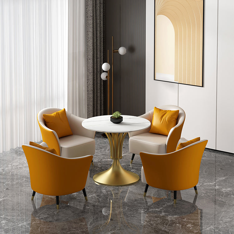 Mesa de comedor de piedra sinterizada Mesa base de un solo pedestal de lujo para comedor