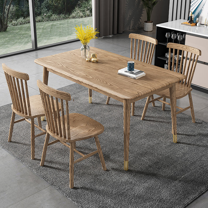 Ash Wood Dining Table Luxury Style 4 Legs Base Solid Wood Table for Dining Room