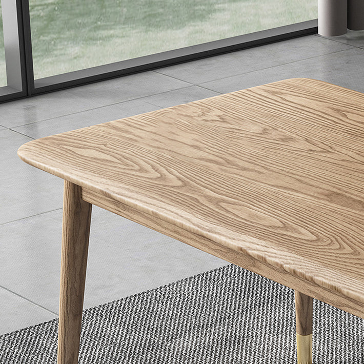 Ash Wood Dining Table Luxury Style 4 Legs Base Solid Wood Table for Dining Room