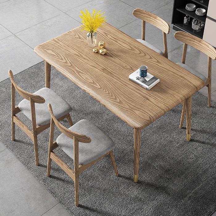 Ash Wood Dining Table Luxury Style 4 Legs Base Solid Wood Table for Dining Room