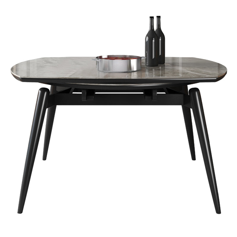 Mesa de cocina redonda extensible de piedra sinterizada Mesa de comedor moderna con 4 patas