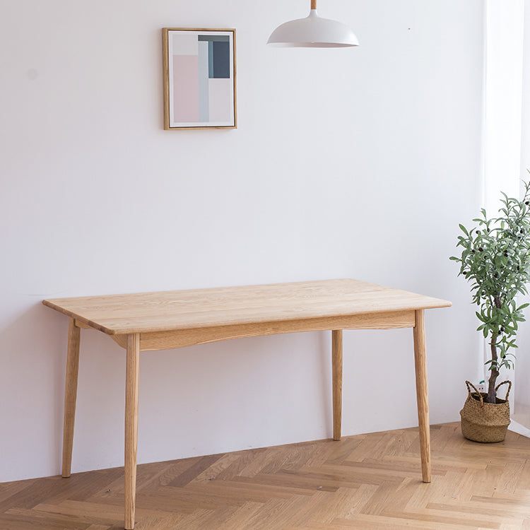 Mesa de comedor de madera rectangular en la naturaleza Mesa de madera de ceniza moderna con 4 patas