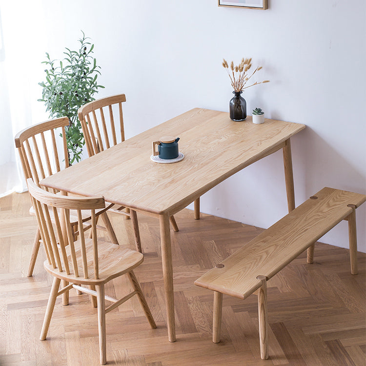 Mesa de comedor de madera rectangular en la naturaleza Mesa de madera de ceniza moderna con 4 patas