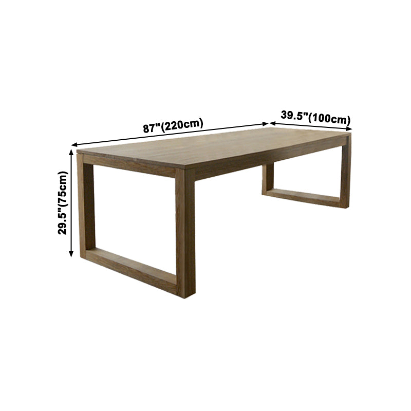 Mesa de comedor rectangular sencilla, mesa de madera maciza de pino con pedestal doble para comedor