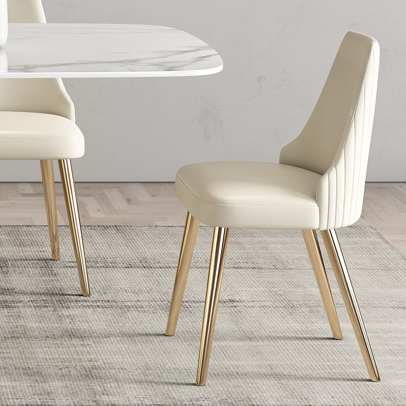 Mesa de comedor de lujo tradicional rectángulo Mesa de piedra sinterizada con base de pedestal blanco