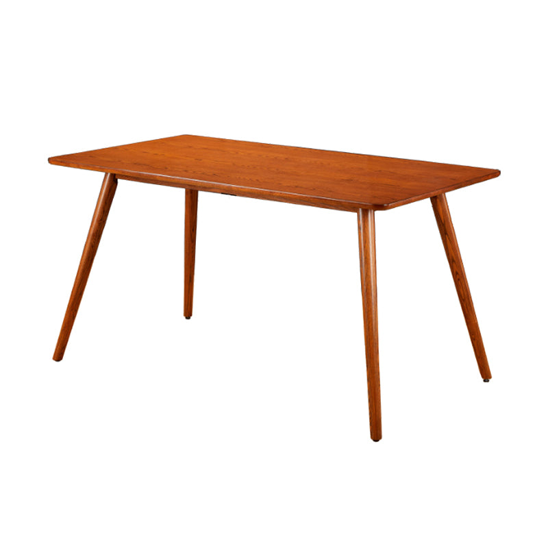 Mesa de comedor rectangular sencilla, mesa de madera maciza de roble con 4 patas para comedor