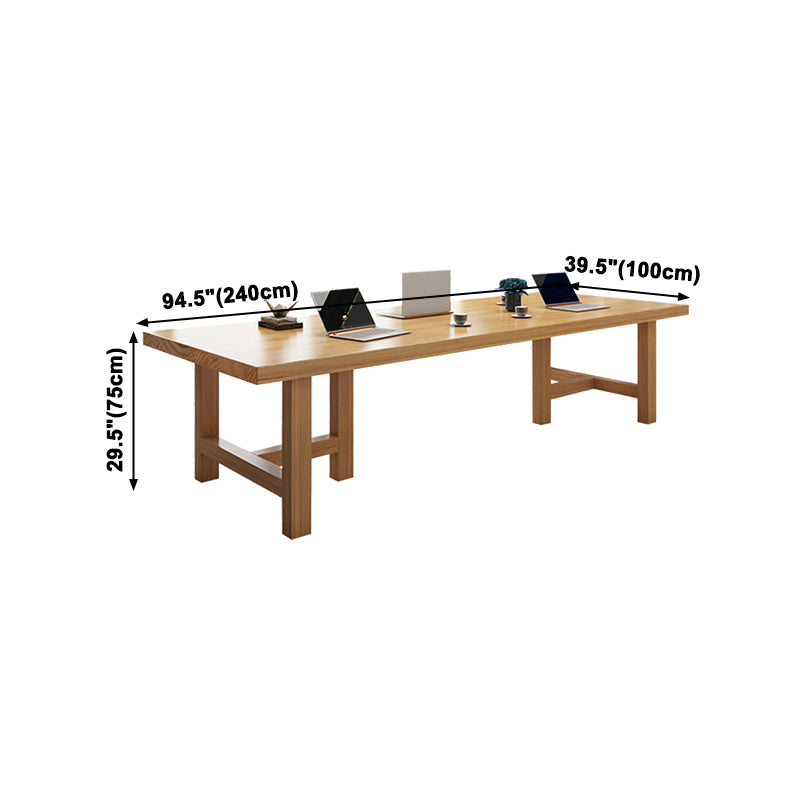 Rectangle Industrial Dining Room Table Pine Solid Wood Table with Double Pedestal