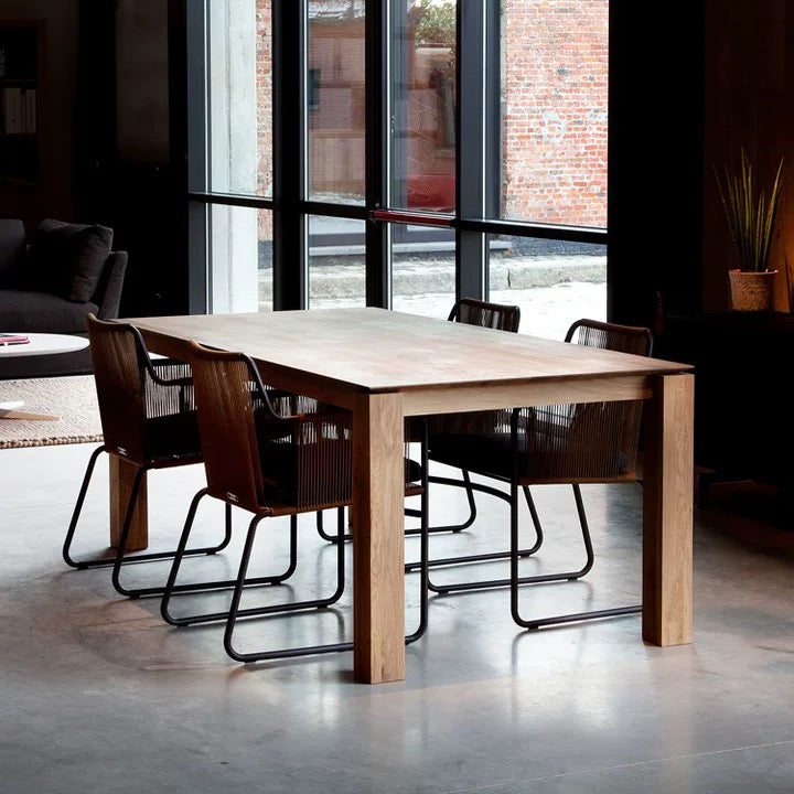 Mesa de comedor rectangular Simplicity, mesa de madera maciza de pino con 4 patas para comedor