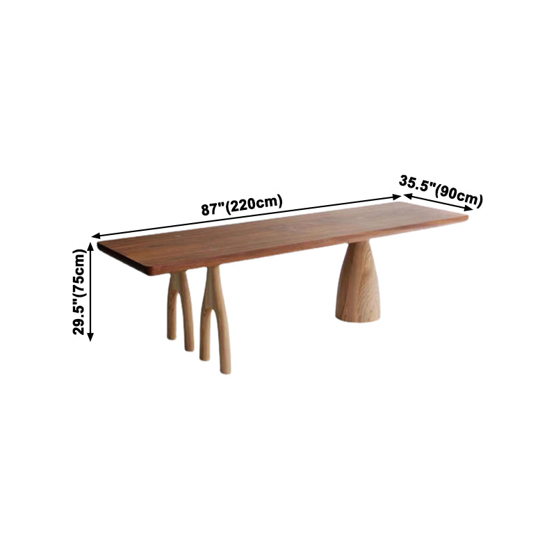 Mesa de comedor rectangular de lujo tradicional, mesa de madera maciza de pino con 3 patas para comedor