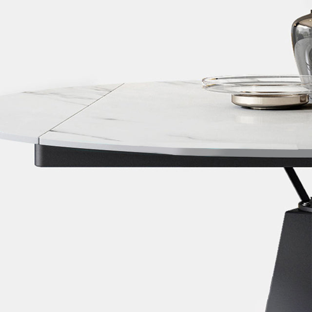 Simplicity Round Dining Table Marble Table with Black Pedestal Base