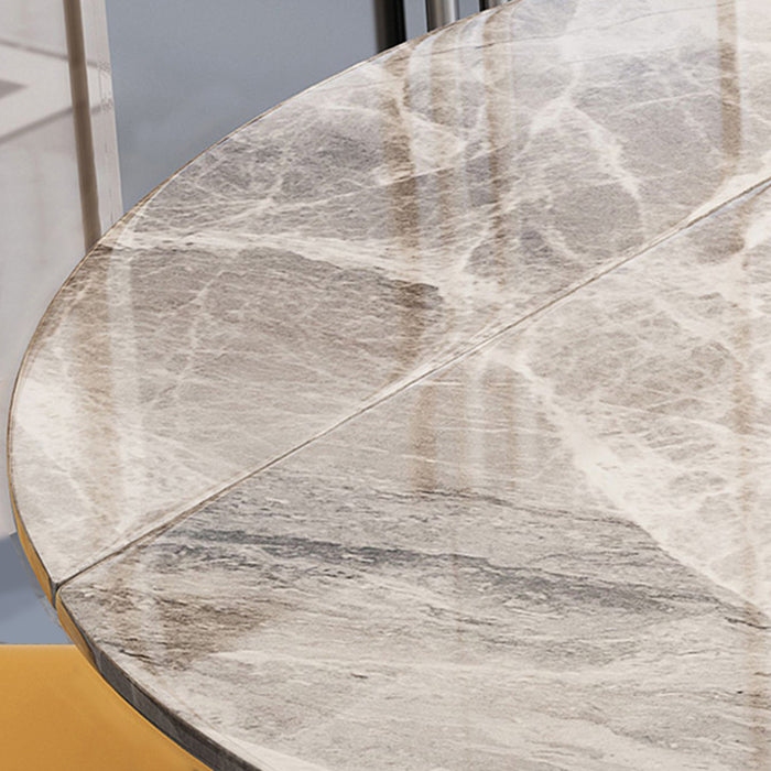 Simplicity Round Dining Table Marble Table with Black Pedestal Base