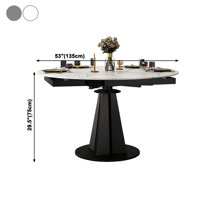 Simplicity Round Dining Table Marble Table with Black Pedestal Base