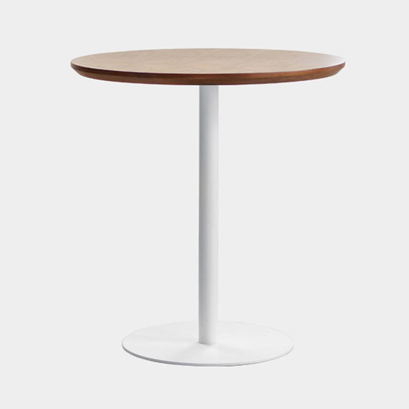 Table de salle à manger décontractée à base de tulipe ronde, table fixe quadricolore avec bois massif