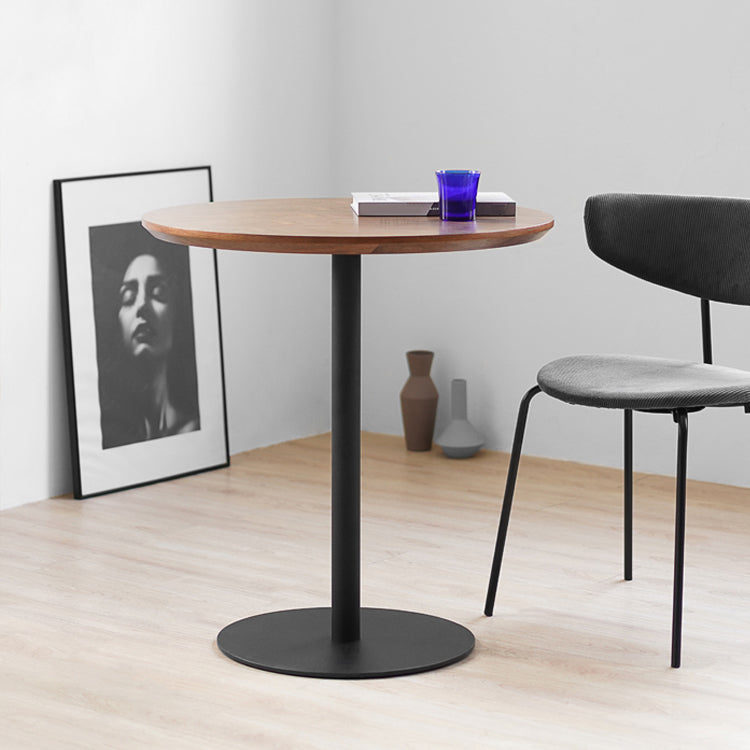 Table de salle à manger décontractée à base de tulipe ronde, table fixe quadricolore avec bois massif