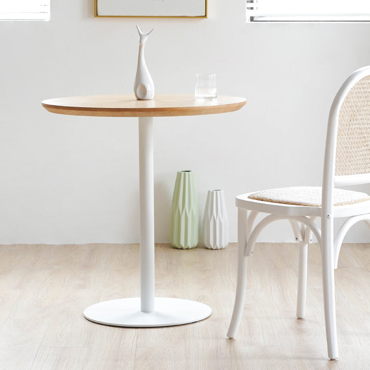 Table de salle à manger décontractée à base de tulipe ronde, table fixe quadricolore avec bois massif