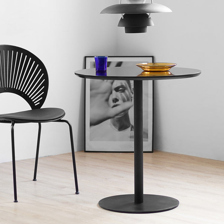 Table de salle à manger décontractée à base de tulipe ronde, table fixe quadricolore avec bois massif