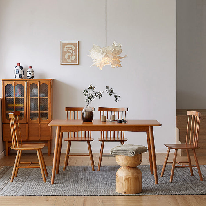 Traditional Luxury Rectangle Dining Table Solid Wood Table with 4 Legs for Dining Room