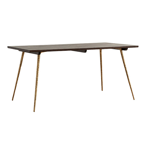 Metal Industrial Rectangle Dining Table Solid Wood Top Table with Legs