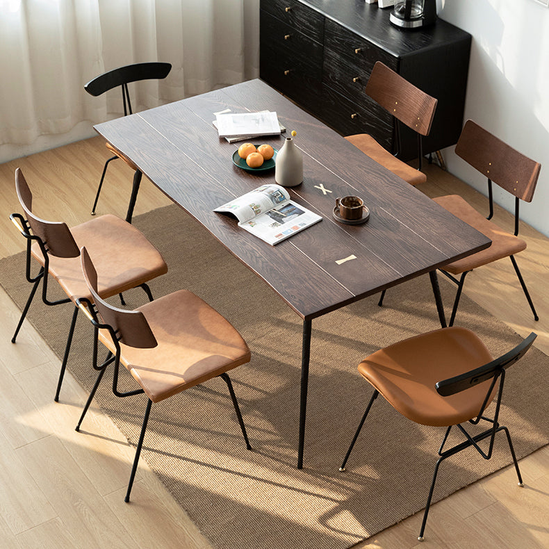 Metal Industrial Rectangle Dining Table Solid Wood Top Table with Legs