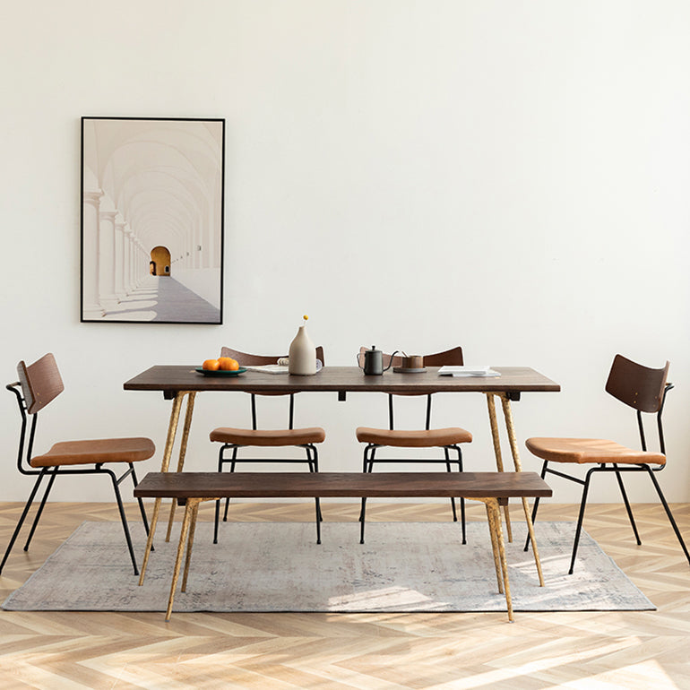 Metal Industrial Rectangle Dining Table Solid Wood Top Table with Legs