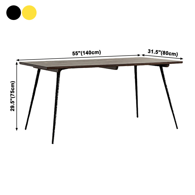 Metal Industrial Rectangle Dining Table Solid Wood Top Table with Legs