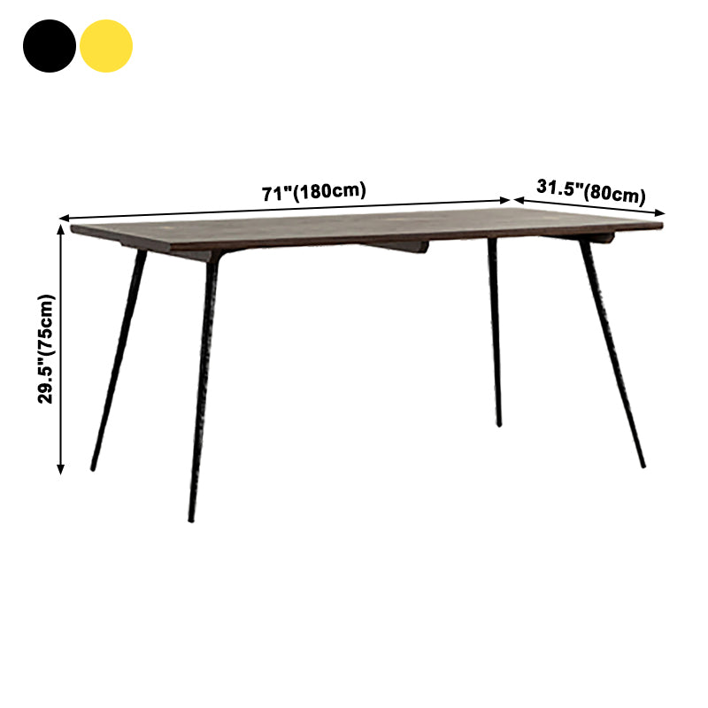 Metal Industrial Rectangle Dining Table Solid Wood Top Table with Legs