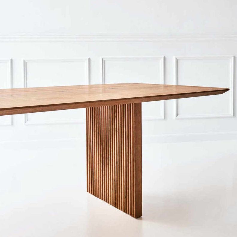 Glam Solid Kitchen Dining Table Rectangle Shape Standard Dining Table with Double Pedestal Bases