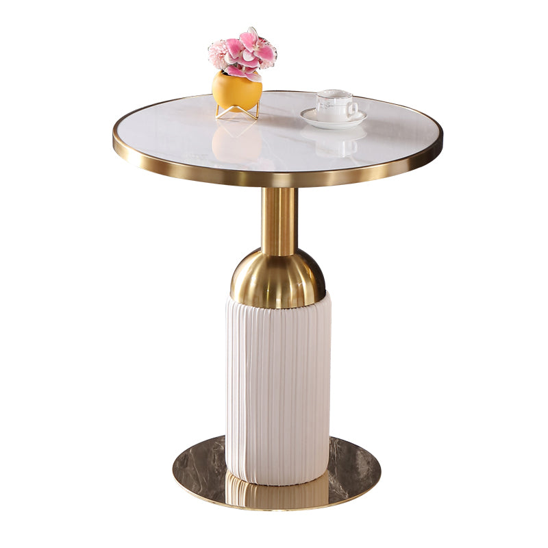 Mesa de comedor de piedra sinterizada de forma redonda, mesa con pedestal Glam para comedor