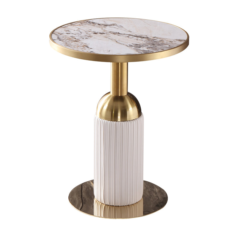 Mesa de comedor de piedra sinterizada de forma redonda, mesa con pedestal Glam para comedor