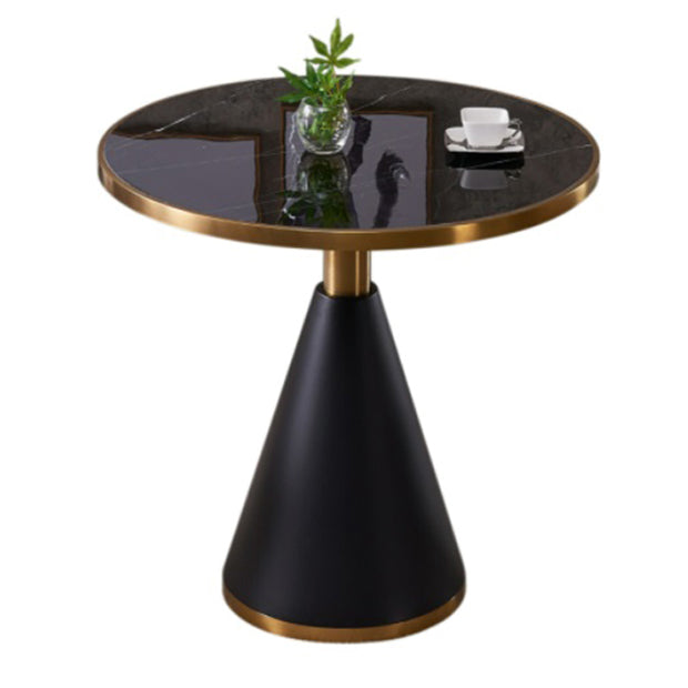 Mesa de comedor de piedra sinterizada de forma redonda, mesa con pedestal Glam para comedor