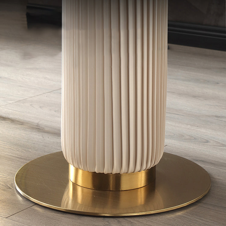 Mesa de comedor de piedra sinterizada de forma redonda, mesa con pedestal Glam para comedor