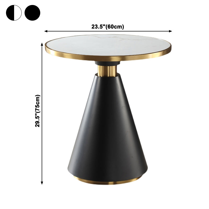 Mesa de comedor de piedra sinterizada de forma redonda, mesa con pedestal Glam para comedor