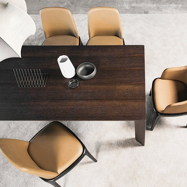 Mesa rectangular de madera maciza de pino, mesa de comedor moderna de color marrón oscuro con 4 patas para restaurante