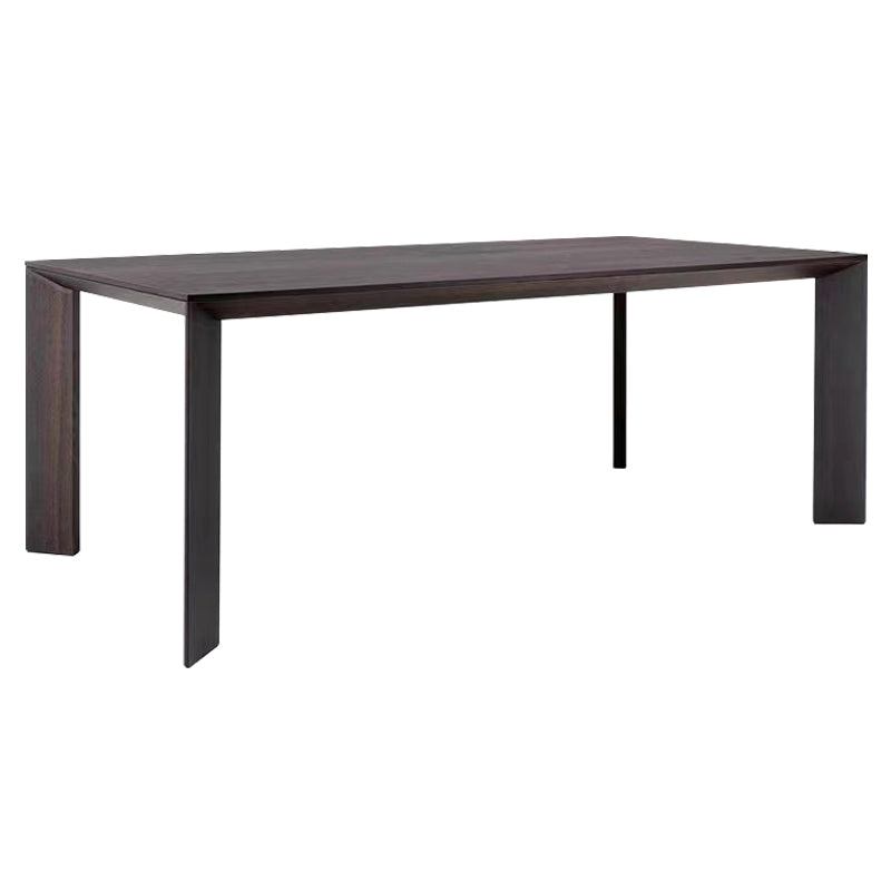 Mesa rectangular de madera maciza de pino, mesa de comedor moderna de color marrón oscuro con 4 patas para restaurante