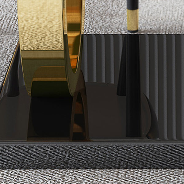 Luxury Marble Dining Table Rectangle Table with Metal Pedestal in Gold