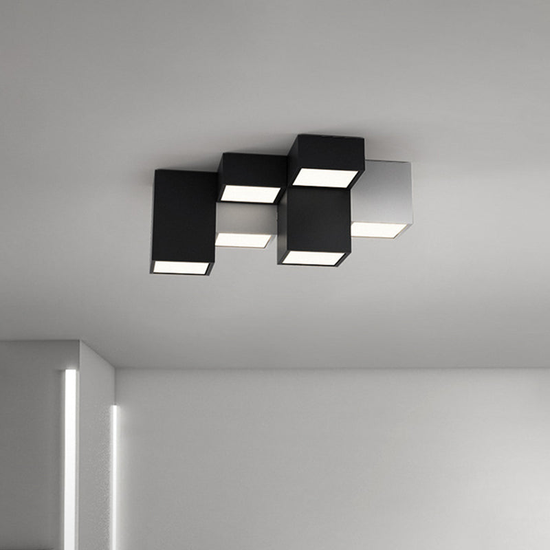 Square Shape LED Ceiling Lamp Modern Iron Flush Mount for Bedroom
