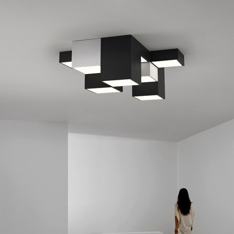 Square Shape LED Ceiling Lamp Modern Iron Flush Mount for Bedroom