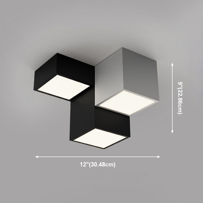 Square Shape LED Ceiling Lamp Modern Iron Flush Mount for Bedroom