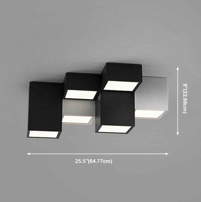 Square Shape LED Ceiling Lamp Modern Iron Flush Mount for Bedroom