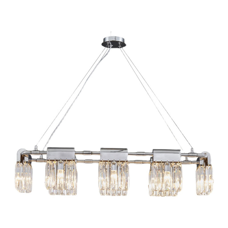 Geometric Island Light Fixtures Modern Crystal 5 Light Island Lights in Silver