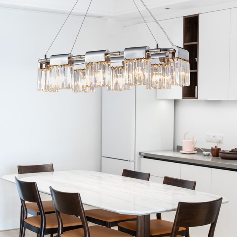 Geometric Island Light Fixtures Modern Crystal 5 Light Island Lights in Silver