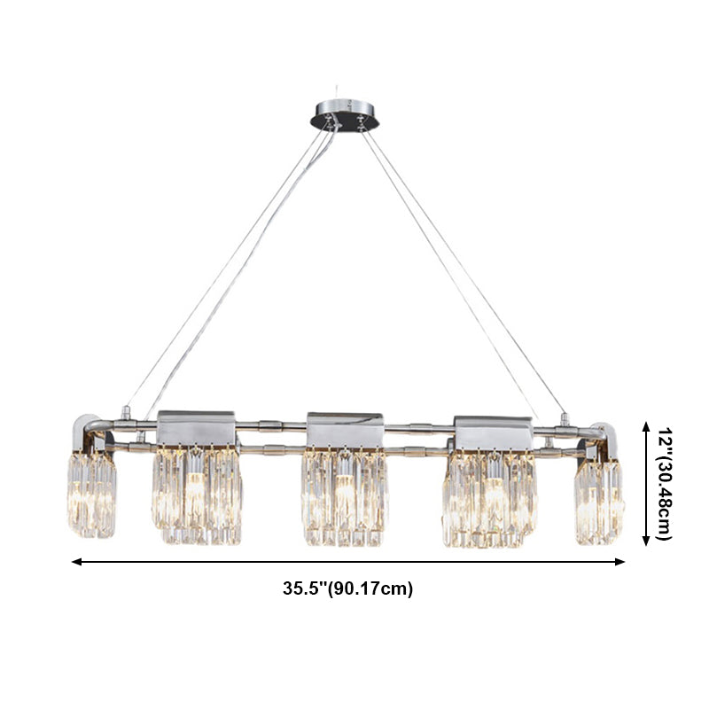 Geometric Island Light Fixtures Modern Crystal 5 Light Island Lights in Silver