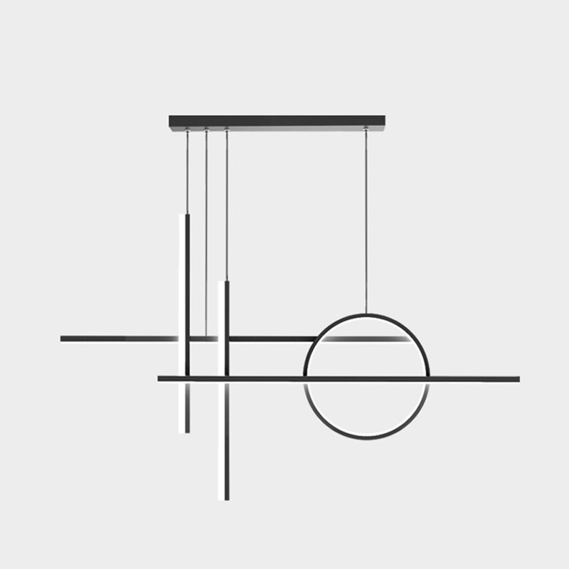 5-Light Geometric Island Lights Contemporary Metal Island Ceiling Light in Black