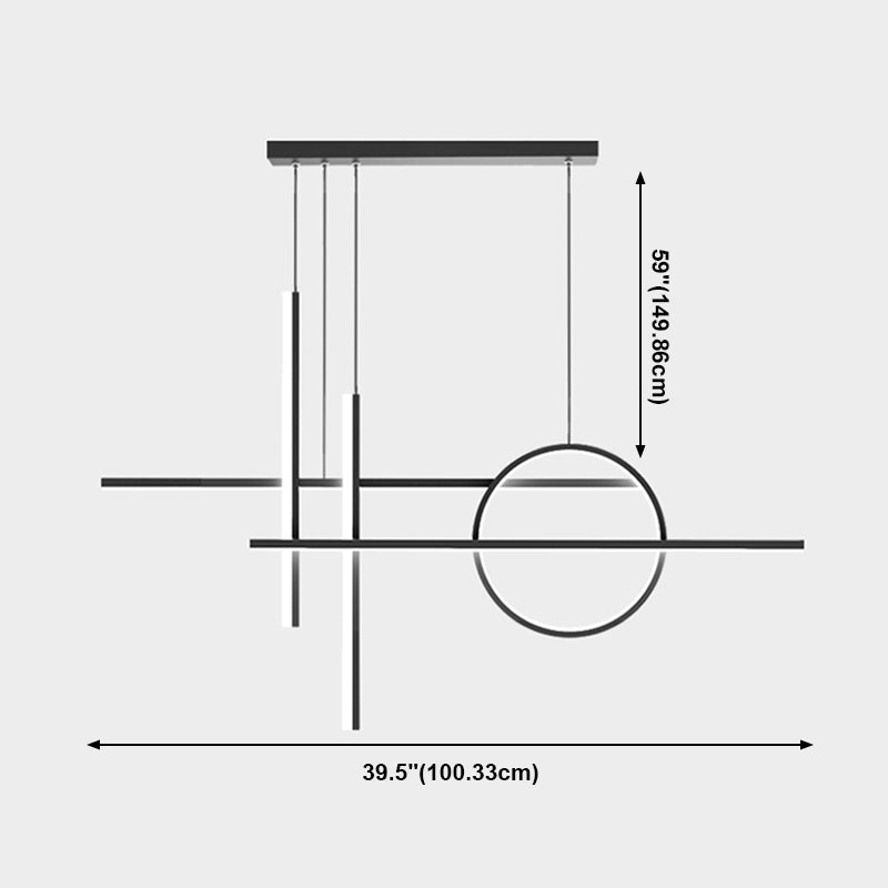 5-Light Geometric Island Lights Contemporary Metal Island Ceiling Light in Black